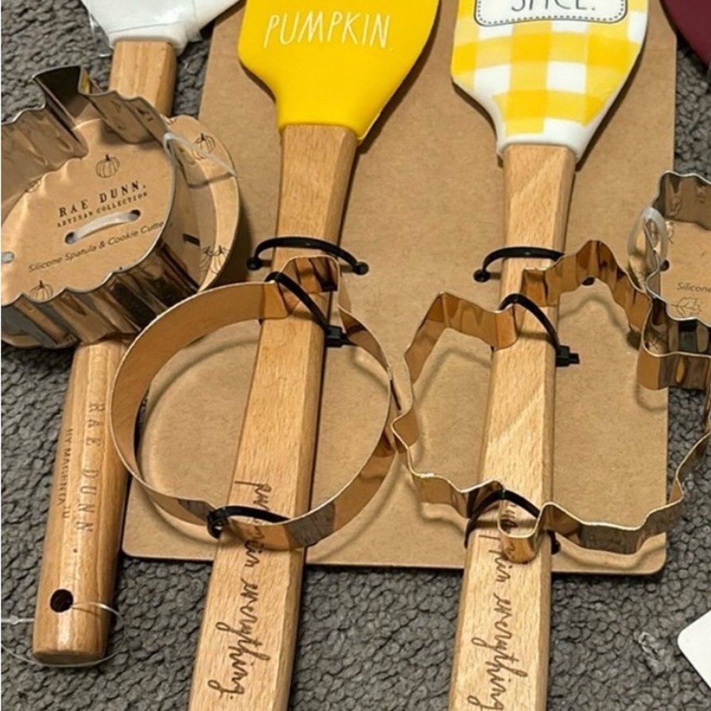 Rae Dunn Yellow and White Spatula Set with Cookie Cutters